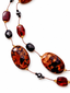 36" Goldstone, Cognac Amber, Black Garnet, and Hematite Ball Necklace