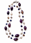 36" Iolite Nugget, Oval Silverite, Hexagonal Blue Sapphire, and Mystic Labradorite Rondelle Necklace