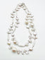 36" White Freshwater Keshi and Coin Pearl Mix Necklace with Sterling Silver Clasp