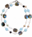 36" Flat Faceted Labradorite, Organic Rainbow Moonstone, AAA Hand Cut Oval Aquamarine, and Triolette Coin Necklace