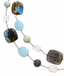 36" Flat Faceted Labradorite, Organic Rainbow Moonstone, AAA Hand Cut Oval Aquamarine, and Triolette Coin Necklace