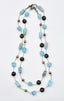 Faceted Natural Larrimar, Aquamarine, and Smokey Quartz Necklace with Sterling Silver Clasp, 36"