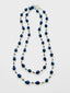 36" Navy Blue 7-8mm Freshwater Pearl Baroque and Pyrite Necklace Sterling Silver