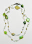 36" Faceted Organic Peruvian Opal, Rainbow Moonstone, and Green Amethyst Necklace with Sterling Silver Clasp