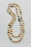 36" Multicolor White and Pink 10mm Round Pearl Necklace with Sterling Silver Diamond Clasp