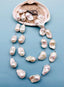 36" AAA Extra Large 30-35mm White Baroque Pearl Nicklace with Large Sterling Silver Diamond Clasp
