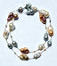 36" White, Grey, and Pink Pearl Combination Necklace with Vermeil Flower Clasp, 36"