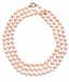 53" 10mm White Edison Freshwater Pearl  Triple Long Necklace with Two Tone Diamond Clasp