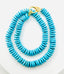18" Thin Smooth Composite Turquoise Rondelle Necklace with Gold Vermeil Diamond Clasp