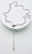 24" Adjustable AAA Clear Faceted Herkimer Diamond Lariat with Vermeil and Diamond Clasp