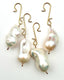 XL Organic Shaped White Freshwater Baroque Pearl Ornament  with Brass Hook