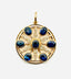14K Yellow Gold Blue Sapphire and Diamond Star Round Pendant