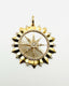 14K Yellow Gold Mother Of Pearl and Diamond Star Disc Pendant