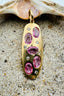 14K Yellow Gold Pink Tourmaline and Diamond Oblong Shield Pendant