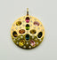 14K Yellow Gold Multicolor Tourmaline and Diamond Round Disc Pendant