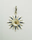 Mother Of Pearl, Blue Sapphire, and Diamond Pave Sun Pendant with Bright Sterling Silver and Gold Vermeil