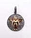 Two Tone Cherub 18k Vermeil and Sterling Silver Diamond Round Pendant