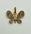 Pave Two Tone Diamond Butterfly Pendant, 18K Gold Vermeil and Sterling Silver