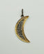 Two Tone Pave Diamond Crescent Moonstone, Pendant with Gold Vermeil
