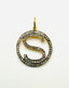 Pave Two Tone Round Initial Rhodium and Gold Vermeil Pendant