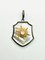 Mother Of Pearl Sun Shield with Diamond Two Tone Frame, Gold Vermeil and Sterling Silver