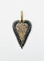 Small Two Tone Vermeil and Sterling Silver Fluted Pave Diamond Heart,1.25"