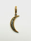 Pave Diamond Petite Two Tone Gold Vermeil and Rhodium Crescent Moon Pendant
