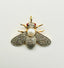 Pave Diamond Freshwater Pearl and Ruby 18K Gold Vermeil and White Silver Bee Pendant