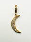 Pave Diamond Petite Two Tone Gold Vermeil and White Silver Crescent Moon Pendant