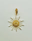 Two Tone Bright Silver & Vermeil Pave Sun Pendant with Gold Vermeil