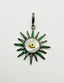 Mother Of Pearl, Emerald, and Pave Diamond Sun Pendant with Rhodium and 18K Yellow Gold
