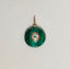 Faceted Malachite petite pendant with white topaz stone, 18k/SS