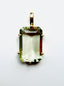 Emerald Cut Green Amethyst Gold Pendant, 0.75"