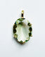Faceted Oval Green Amethyst Gold Pendant, 1"