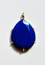 Large Faceted Bright Blue Lapis Teardrop Gold Pendant