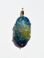 Lapis and Rutilated Quartz Gold Pendant, 1.35"