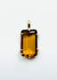 Emerald Cut Whisky Quartz Gold Pendant, 1"