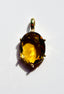 Oval Whisky Quartz Gold Pendant, 0.9"