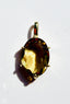 Small Oval Whisky Quartz Gold Pendant, 0.75"
