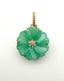 Carved Green Jade and Diamond Vermeil Flower Pendant