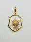 Mother of Pearl and Diamond Pave Sun Crest Pendant with Gold Vermeil