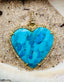 Natural Turquoise and Diamond Heart Pendant,18K Gold, Sterling Silver