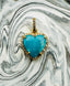 AAA Natural Blue Turquoise and Diamond Small 18K Yellow Vermeil Heart Pendant