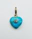 Natural Turquoise Heart Pendant with a Raw Diamond and Vermeil Diamond Bail