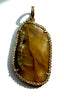Dark Yellow Rutilated Quartz Pendant with Diamond, 25.2 CTTW, 2"