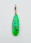 Green Mosaic Turquoise Teardrop Pendant with 18K Vermeil and Diamond Bail, 2"