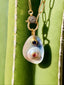 Grey Mabe Pearl with Sapphire and Tourmaline Pendant with Gold Vermeil and Diamonds