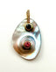 Grey Mabe Pearl with Sapphire and Tourmaline Pendant with Gold Vermeil and Diamonds