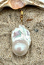 White Baroque Pearl and Diamond Pendant with Gold Vermeil