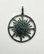 Circular Pave Blue Sapphire Sun Pendant with Sterling Silver
